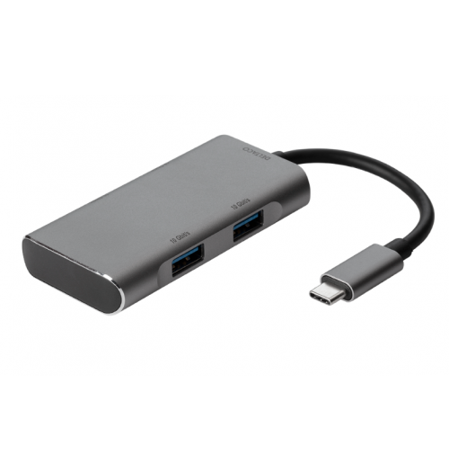 USB šakotuvas DELTACO USB-C ha - 2x USB-C ho ir 2x USB-A ho, 10 Gb/s