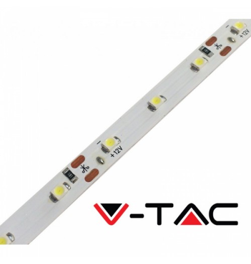 LED juosta V-TAC 12V 3.6W/m 60LED/m geltona 60lm/W IP20