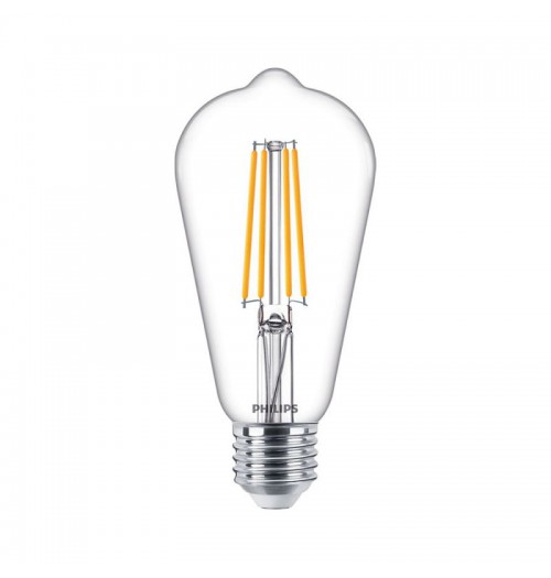 Lemputė PHILIPS LED E27 ST64 7.2W 2700K 806lm, skaidriu stiklu